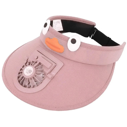 Sun Visor Hat with Cooling Fan for Kids, Wide Brim Sun Hat with Fan for Summer – image 7