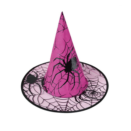 Witch Hats for Adults and Kids, Colorful Spider Web Witch Hat Halloween Costume Accessory – image 5
