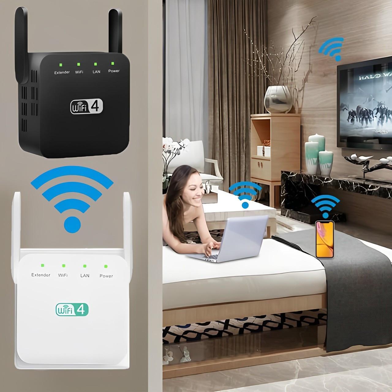 Tuzwa WiFi Range Extender – Dual-Band 2.4GHz & 5GHz WiFi Extender with High-Gain External Antennas, Gigabit Ethernet & Plug-In Setup