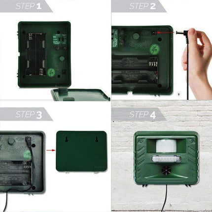 Solar Ultrasonic Animal Repeller, Motion Activated PIR Sensor, 70 ft Range, 170 Degree Garden Deterrent