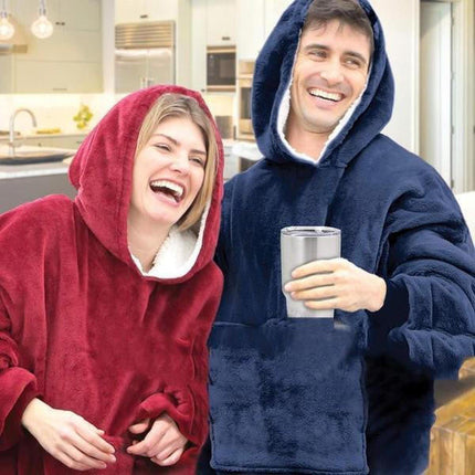 Oversized Sweater Blanket Hoodie Fleece Lining, Oversized Hoodie Wearable Blanket Wide Sleeves