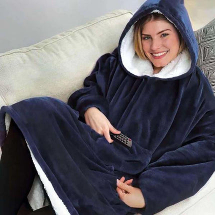Oversized Sweater Blanket Hoodie Fleece Lining, Cozy Sweater Blanket – media 5