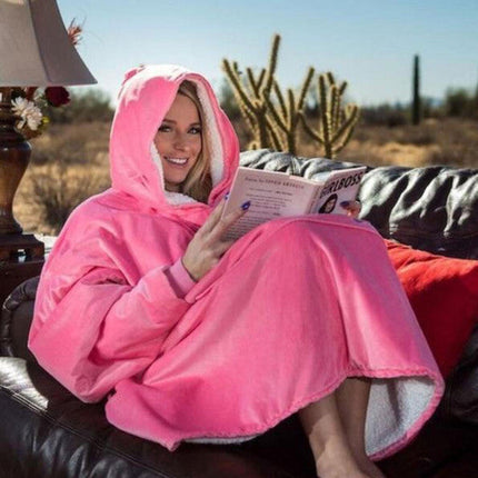 Oversized Sweater Blanket Hoodie Fleece Lining, Oversized Hoodie Wearable Blanket Wide Sleeves – media 6