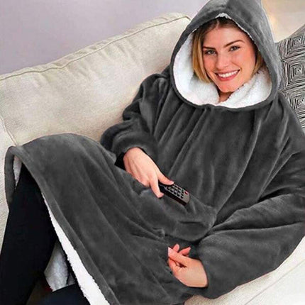 Oversized Sweater Blanket Hoodie Fleece Lining, Cozy Sweater Blanket – media 7