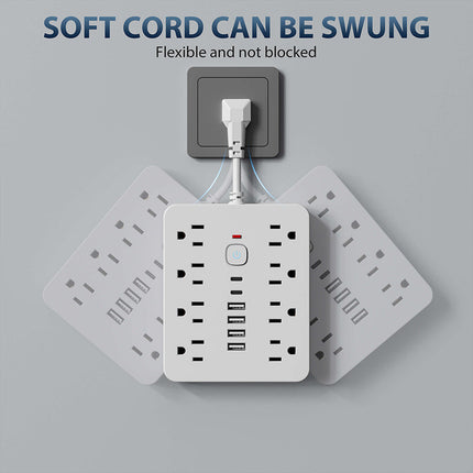 Power Strip with USB C, 14 in 1 Power Strip with 8 Outlets and 4 USB