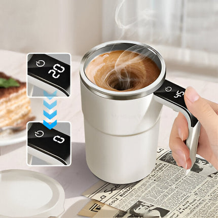 Self Stirring Coffee Mug with Temperature Display, Rechargeable Self Stirring Mug, Automatic Mixing Coffee Cup
