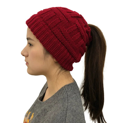 Ponytail Beanie Hat, Warm Winter Hats for Women – image 6