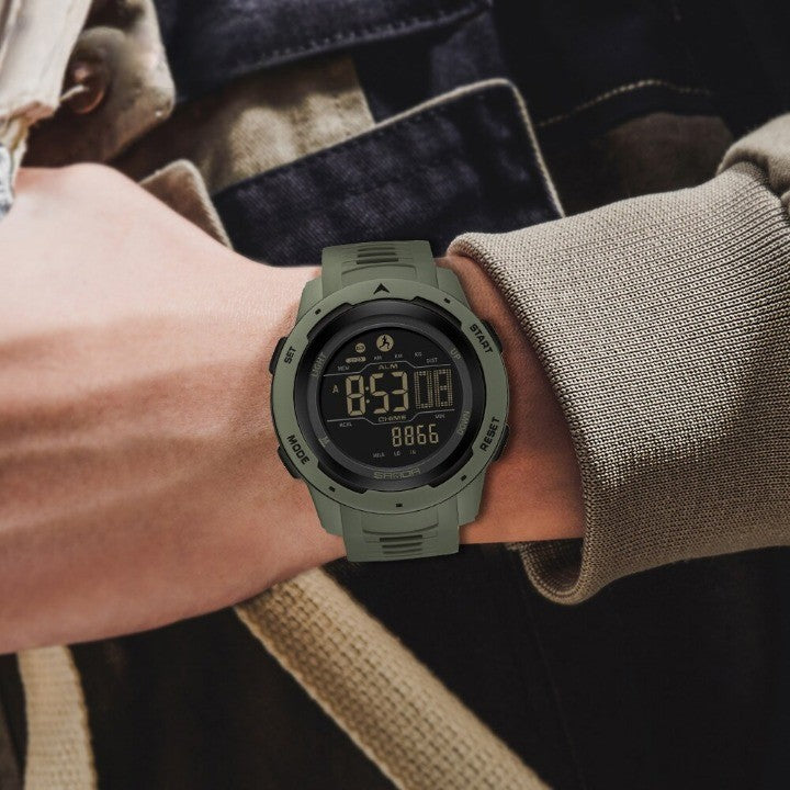 Tuzwa Men's Digital Military Sports Watch with Pedometer – 5Bar Water Resistant, 45mm Dial, Rubber Strap