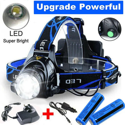 Rechargeable Headlamp, LED Headlamp Flashlight with Zoom, Tactical Head Lamp