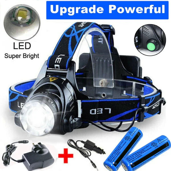Rechargeable Headlamp, LED Headlamp Flashlight with Zoom, Tactical Head Lamp