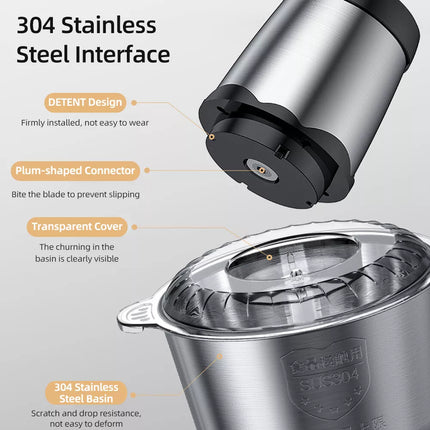 Electric Vegetable Chopper, Food Processor with Stainless Steel Bowl for Meat – image 9