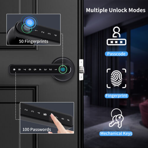 Smart Lock with Fingerprint, Keyless Door Lock with Mobile App Remote Control