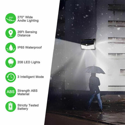 Outdoor Solar Lights with Motion Sensor, Outdoor Floodlight with 208 LEDs for Porch and Fence