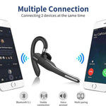 Tuzwa Bluetooth 5.1 Headset with Dual Mic – Wireless Noise Cancelling Earpiece with 25H Talk Time for Calls, Work & Driving
