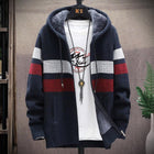 Striped Cardigan, Knit Sweater Cardigan with Zip and Square Collar, Zip Up Fall Sweater for Winter