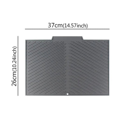Dish Drying Mat Gray Roll Up, Deep Groove Silicone Dish Drain Mat, Non Slip Kitchen Drying Mat in Small and Large Sizes