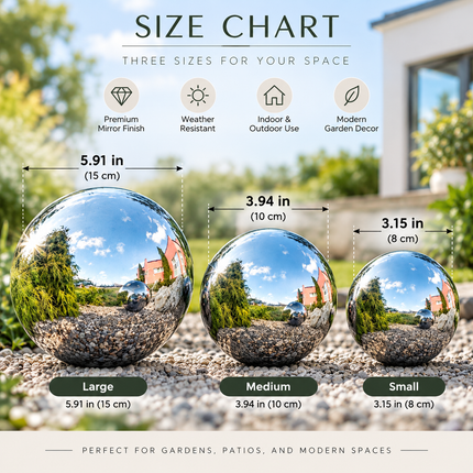 Gazing Balls for Garden, Mirror Finish Stainless Steel Gazing Ball, Reflective Yard Decor Sphere for Lawn and Patio