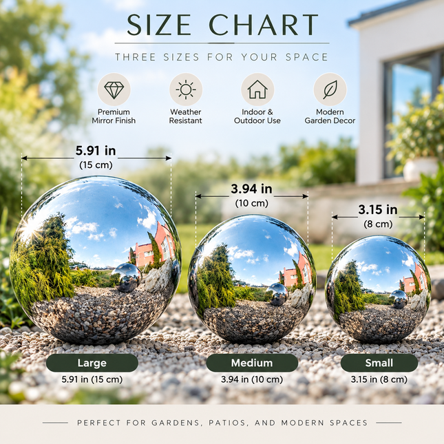Gazing Balls for Garden, Mirror Finish Stainless Steel Gazing Ball, Reflective Yard Decor Sphere for Lawn and Patio