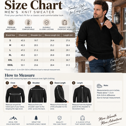 Mens Cashmere Sweater, Warm Knit Wool Pullover – image 10