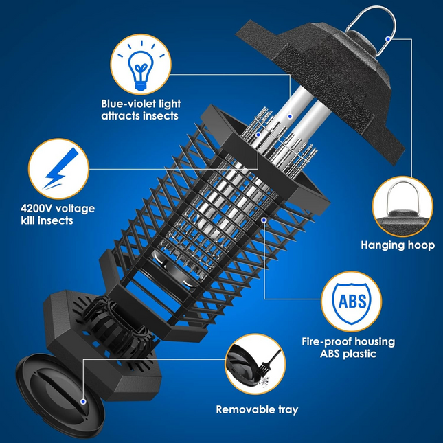 Bug Zapper for Outdoor and Indoor, Electric Insect Zapper with 13W UV Bug Light