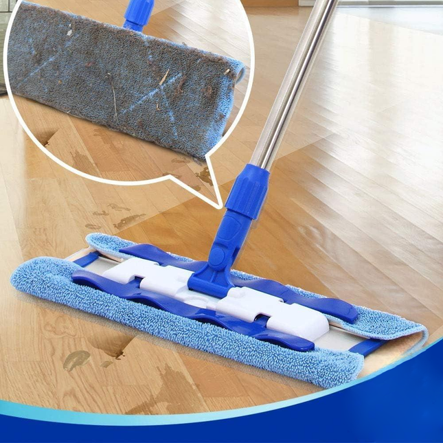 Floor Cleaning Mop with 360 Degree Swivel Head, Dust Mop with Reusable Pads