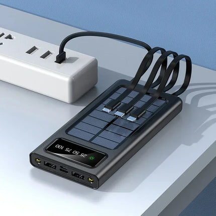 Power Bank with Built In Cables, 20000mAh Solar Power Bank
