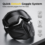 Tuzwa Face Shield with Detachable Safety Goggles – Polycarbonate Full Face & Eye Shield, Adjustable Strap, Side Ventilation, 4 Lens Colors