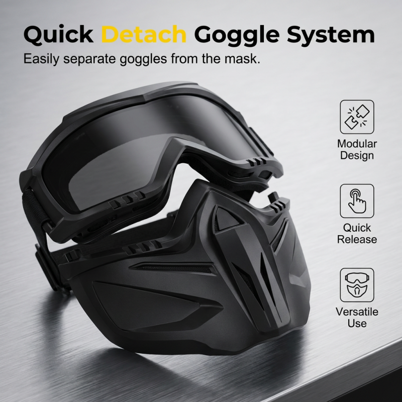 Tuzwa Face Shield with Detachable Safety Goggles – Polycarbonate Full Face & Eye Shield, Adjustable Strap, Side Ventilation, 4 Lens Colors
