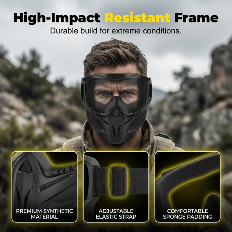 Tuzwa Face Shield with Detachable Safety Goggles – Polycarbonate Full Face & Eye Shield, Adjustable Strap, Side Ventilation, 4 Lens Colors