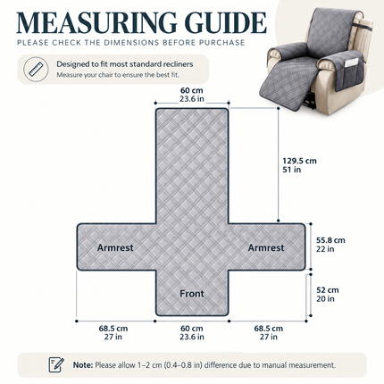 Recliner Chair Cover, Waterproof Recliner Cover with Side Pockets – image 4