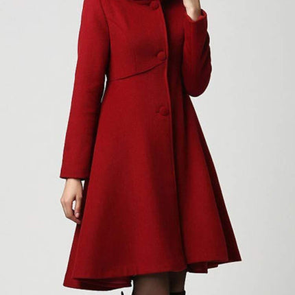 Womens Coat with Turtleneck, Mens Coat for Spring and Fall, Long Sleeve Coat for Women in Lightweight Polyester