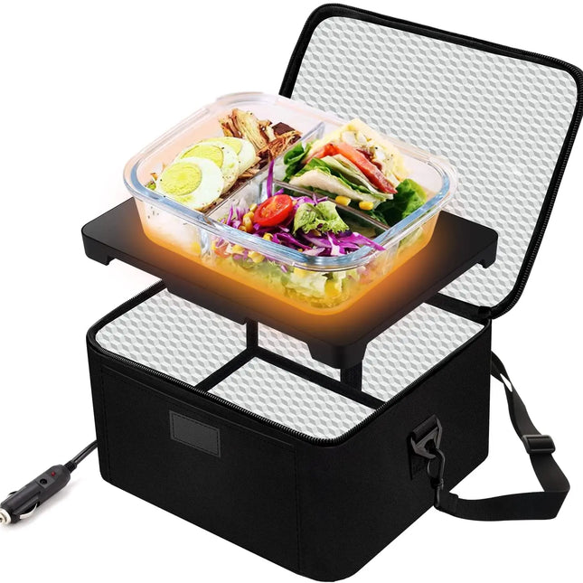 Heated Lunch Box for Adults, Portable Food Warmer with Collapsible Bag, Electric Lunch Box for Car and Office