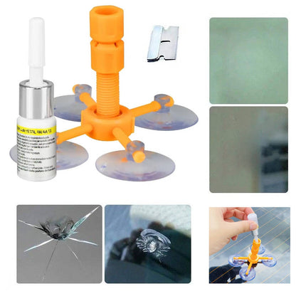 DIY Windshield Repair Kit, Windshield Crack Repair Kit with UV Resin, Glass Crack Repair for Chips and Star Breaks