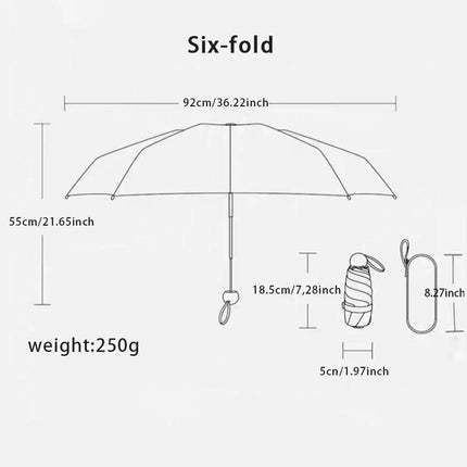 Umbrella with UV Protection, Compact Travel Umbrella with 6 Rib Reinforced Frame – image 12