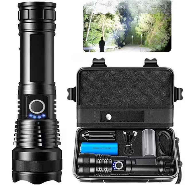 High Lumen Rechargeable Flashlight, Zoomable LED Flashlight Torch, Waterproof Flashlight for Camping and Hunting