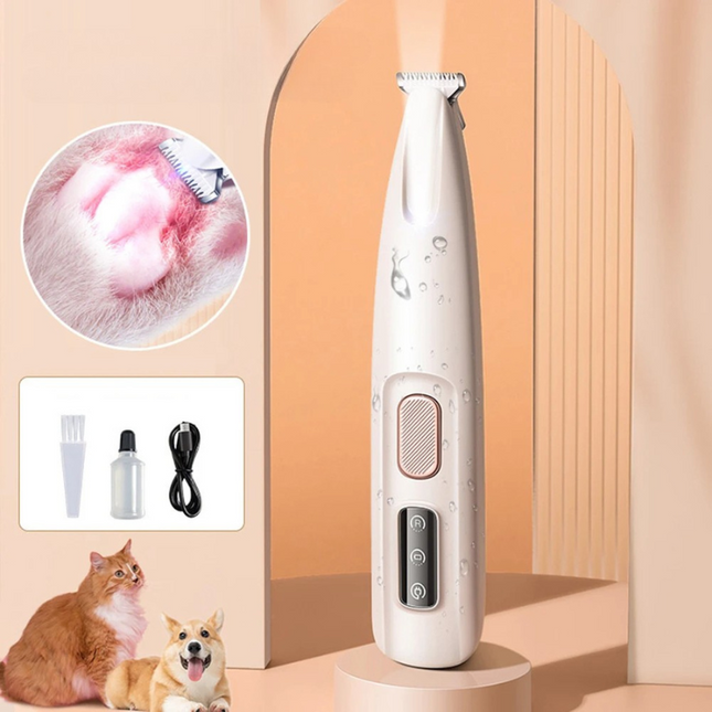 Dog Hair Trimmer for Paws, Cordless Pet Hair Trimmer with LED Light, Quiet Dog Clippers for Grooming Face and Ears
