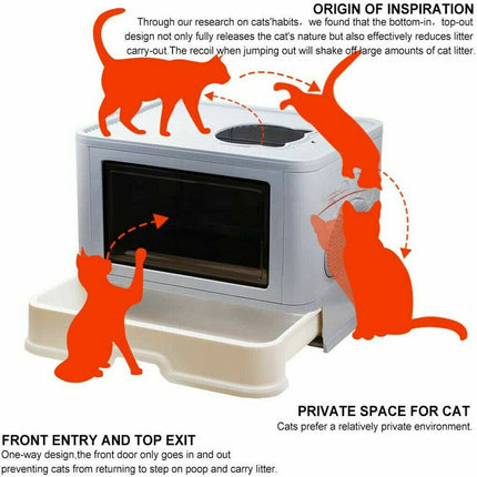 Cat Litter Box with Drawer, Foldable Litter Box with Scoop Holder – image 5