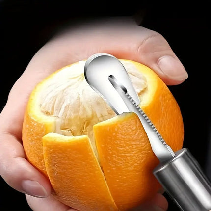 Orange Peeler, Stainless Steel Citrus Peeler with Curved Blade, Fruit Peeler for Grapefruit and Kiwi