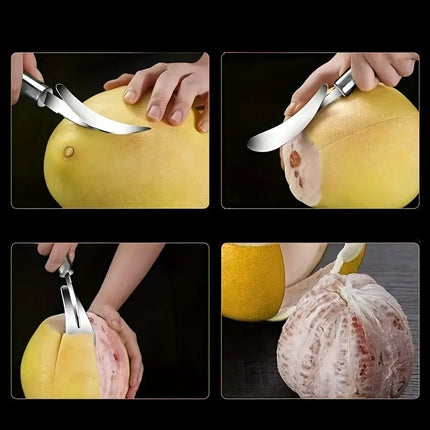 Orange Peeler, Stainless Steel Citrus Peeler with Curved Blade