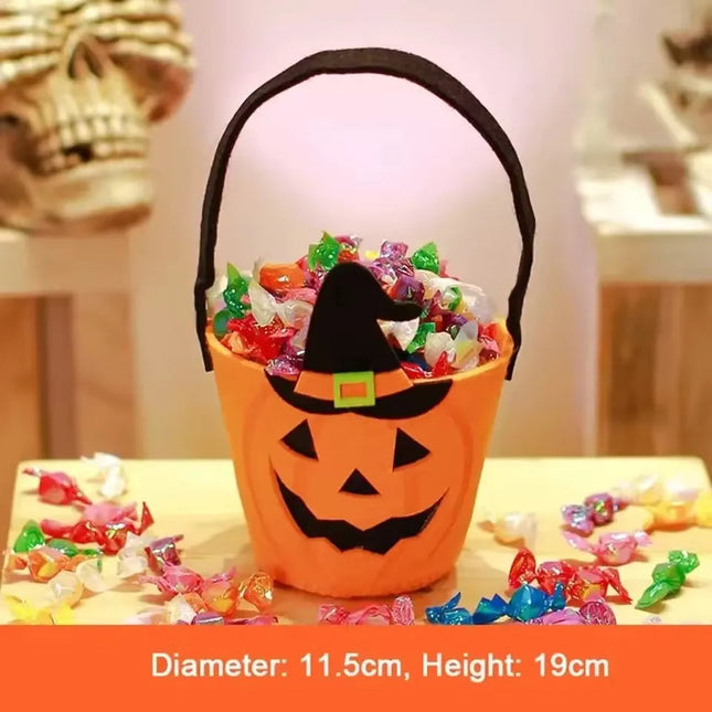 Trick or Treat Bucket, Halloween Candy Bucket in Witch Hat Design