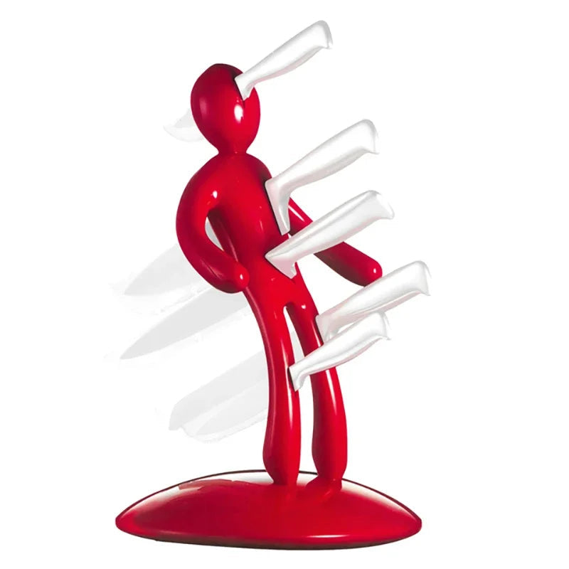 Tuzwa Humanoid Knife Holder – 5-Slot Stainless Steel & PP Kitchen Knife Block, Space-Saving Countertop Storage