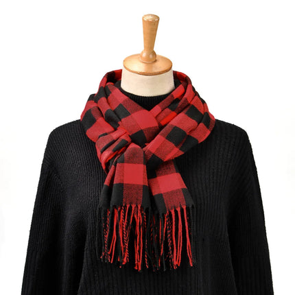 Cashmere Scarf for Men, Plaid Winter Scarf with Tassels – image 6