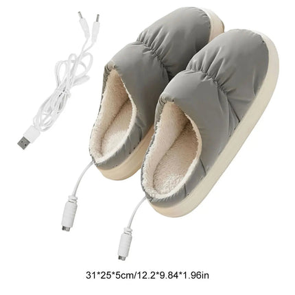 USB Heated Slippers for Men and Women, Electric Foot Warmer with Soft Plush Lining, Unisex One Size Winter House Shoes for Home and Office